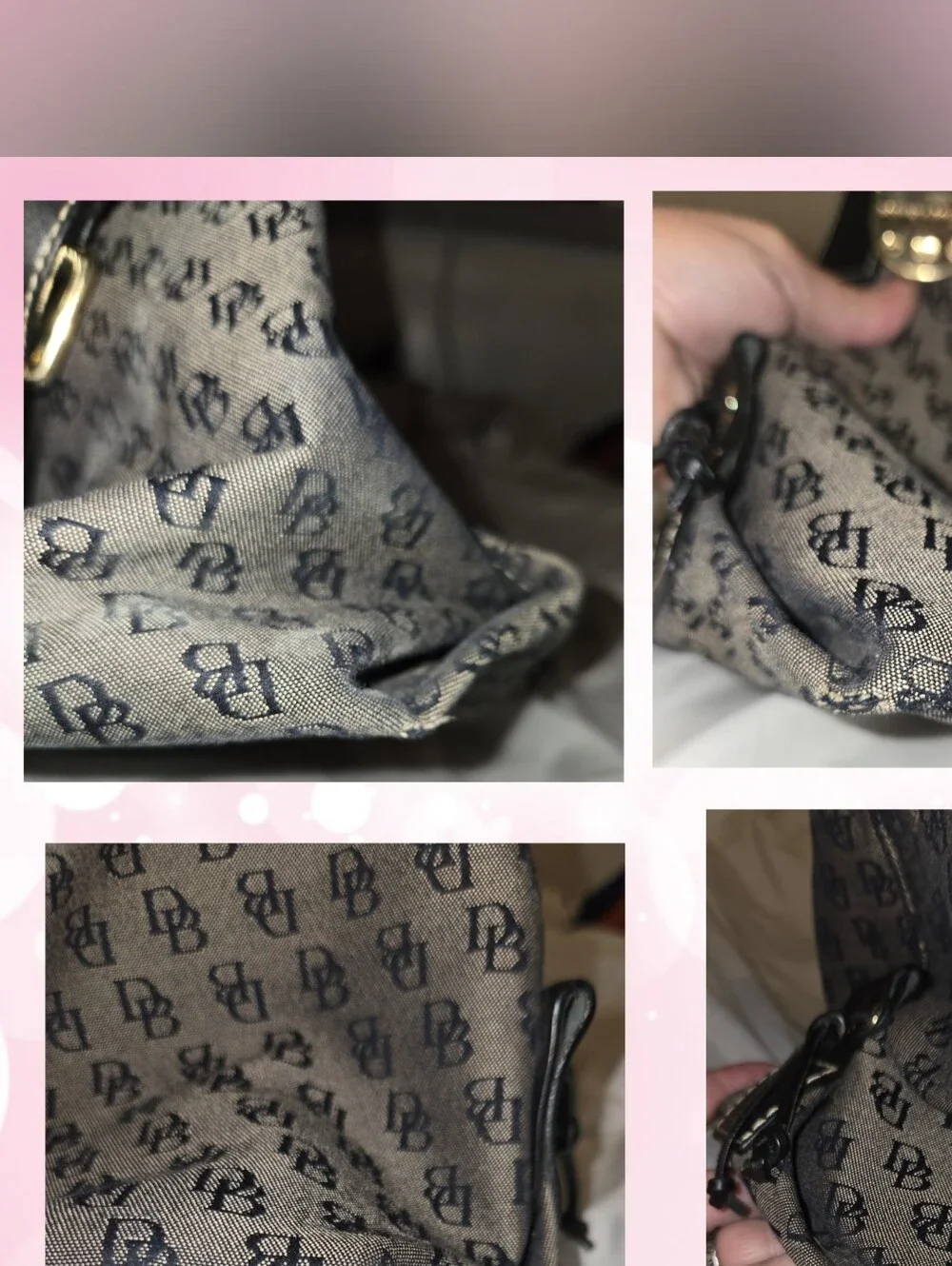Dooney & Bourke Gray Logo Hobo with Black Trim